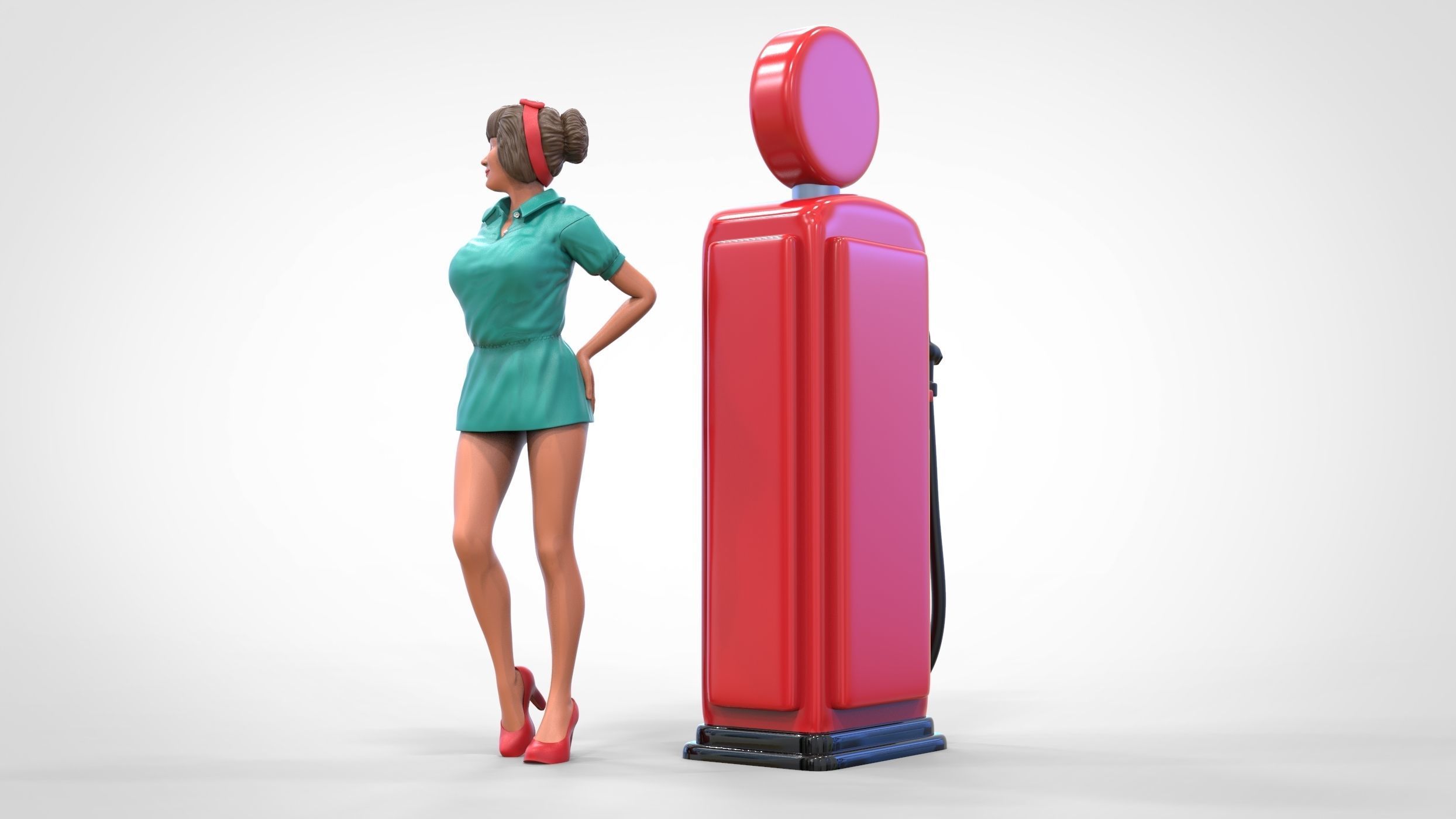 N3 Pin up girl with Gas Pump 3D print model_22