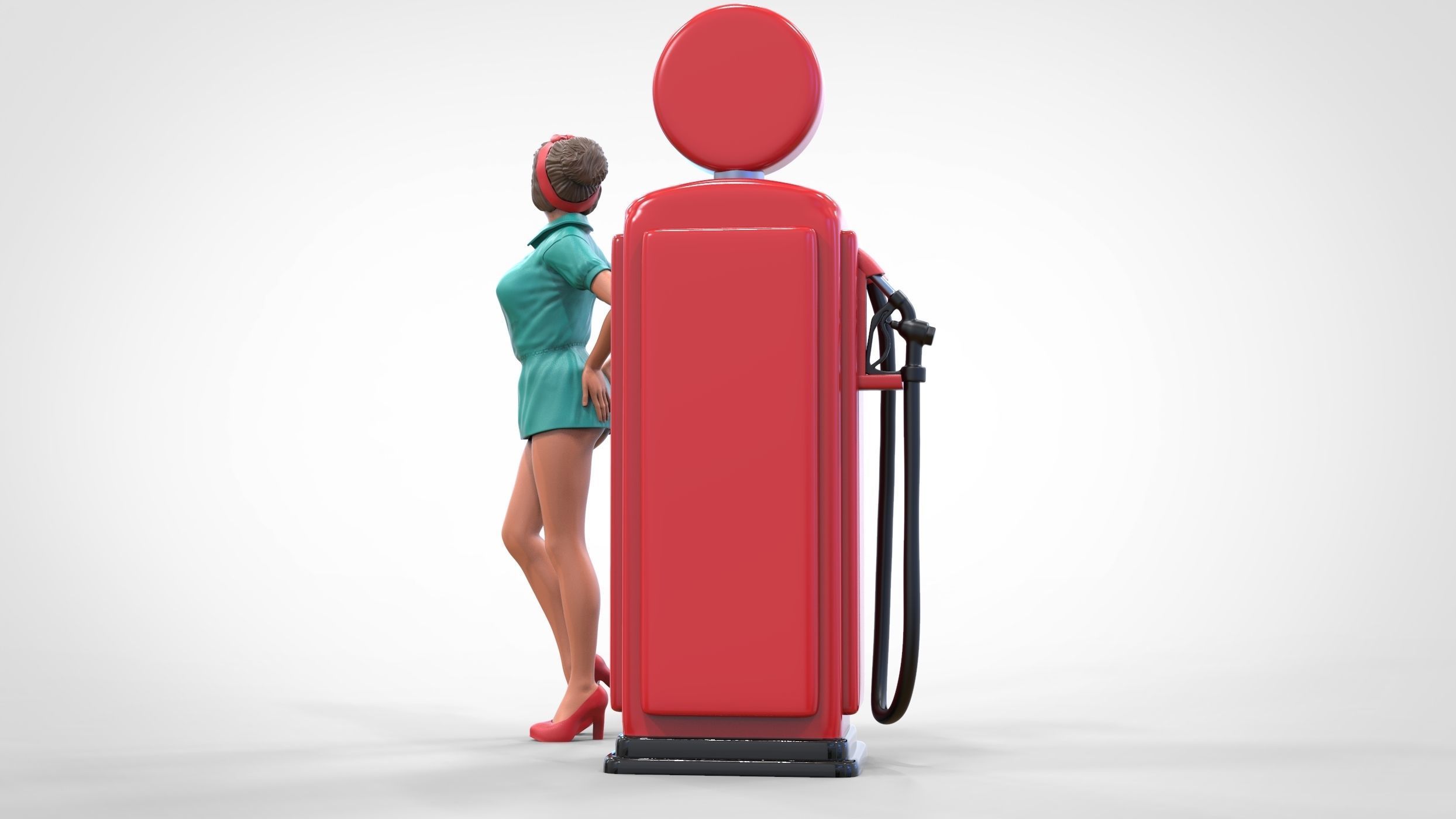 N3 Pin up girl with Gas Pump 3D print model_2