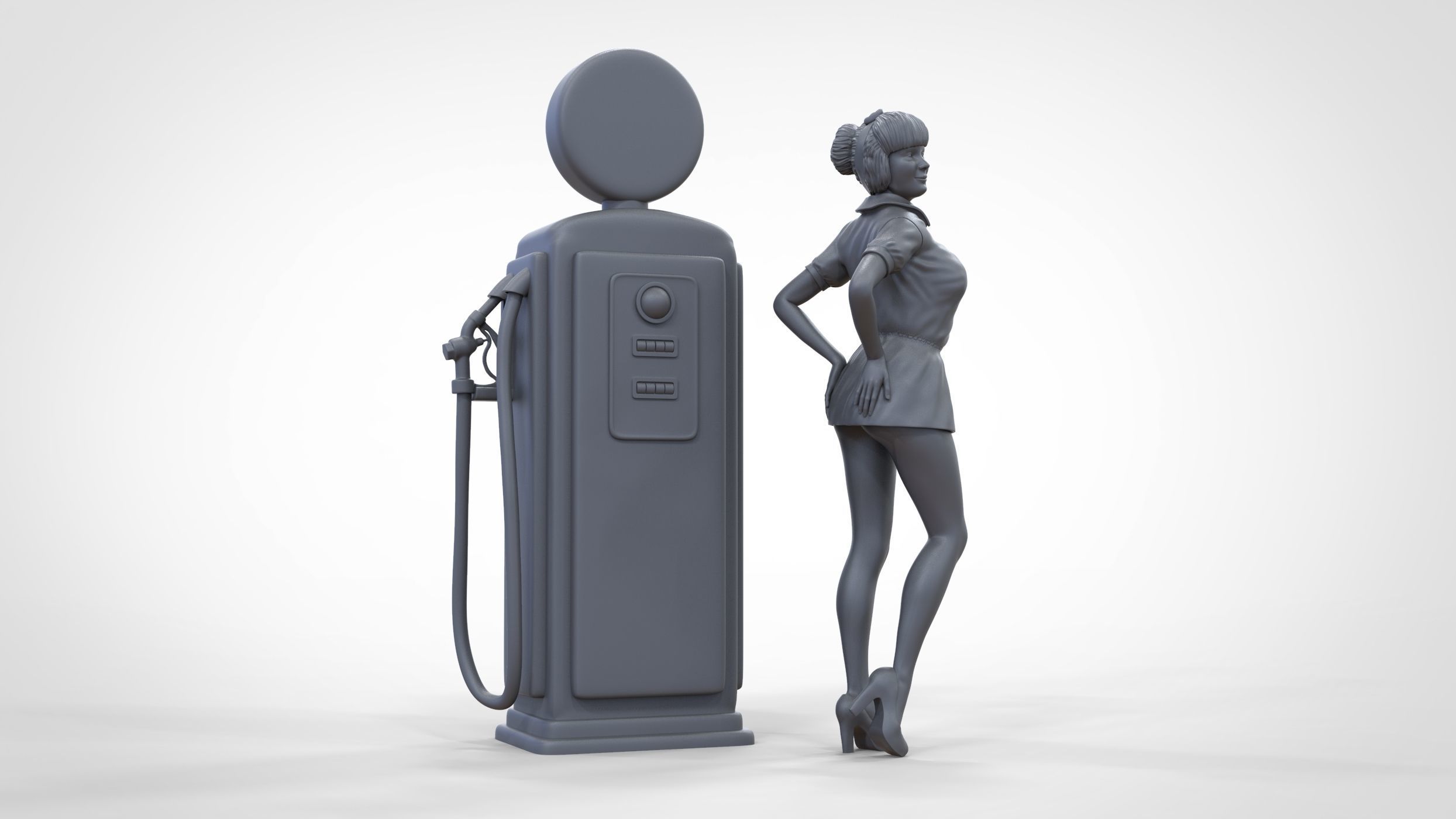 N3 Pin up girl with Gas Pump 3D print model_34