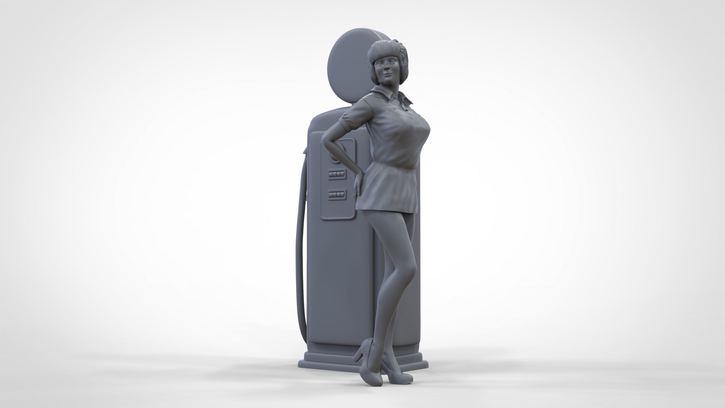 N3 Pin up girl with Gas Pump 3D print model_36