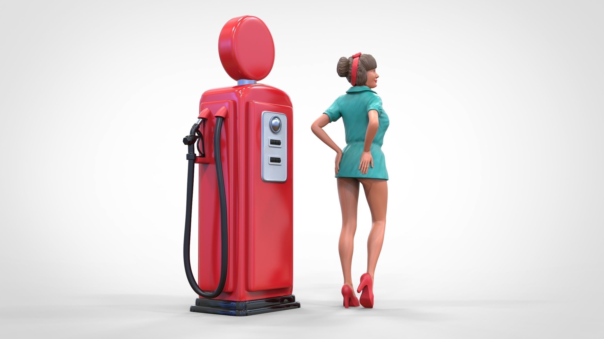 N3 Pin up girl with Gas Pump 3D print model_9