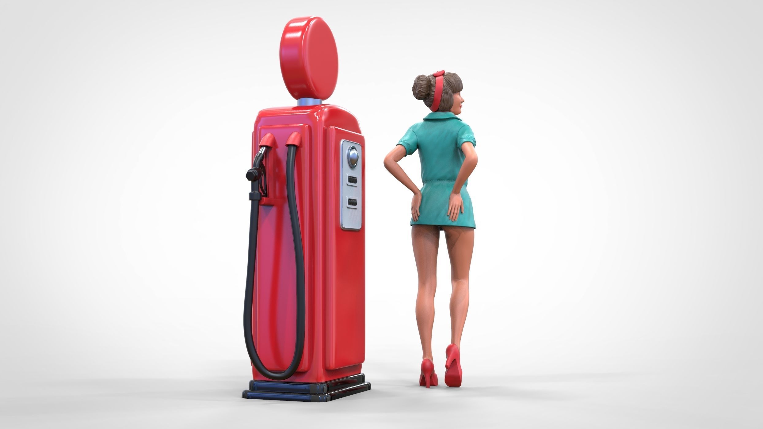 N3 Pin up girl with Gas Pump 3D print model_10