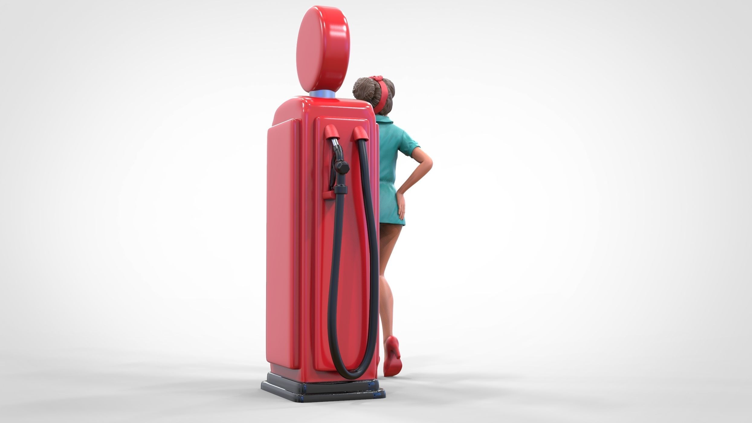 N3 Pin up girl with Gas Pump 3D print model_6