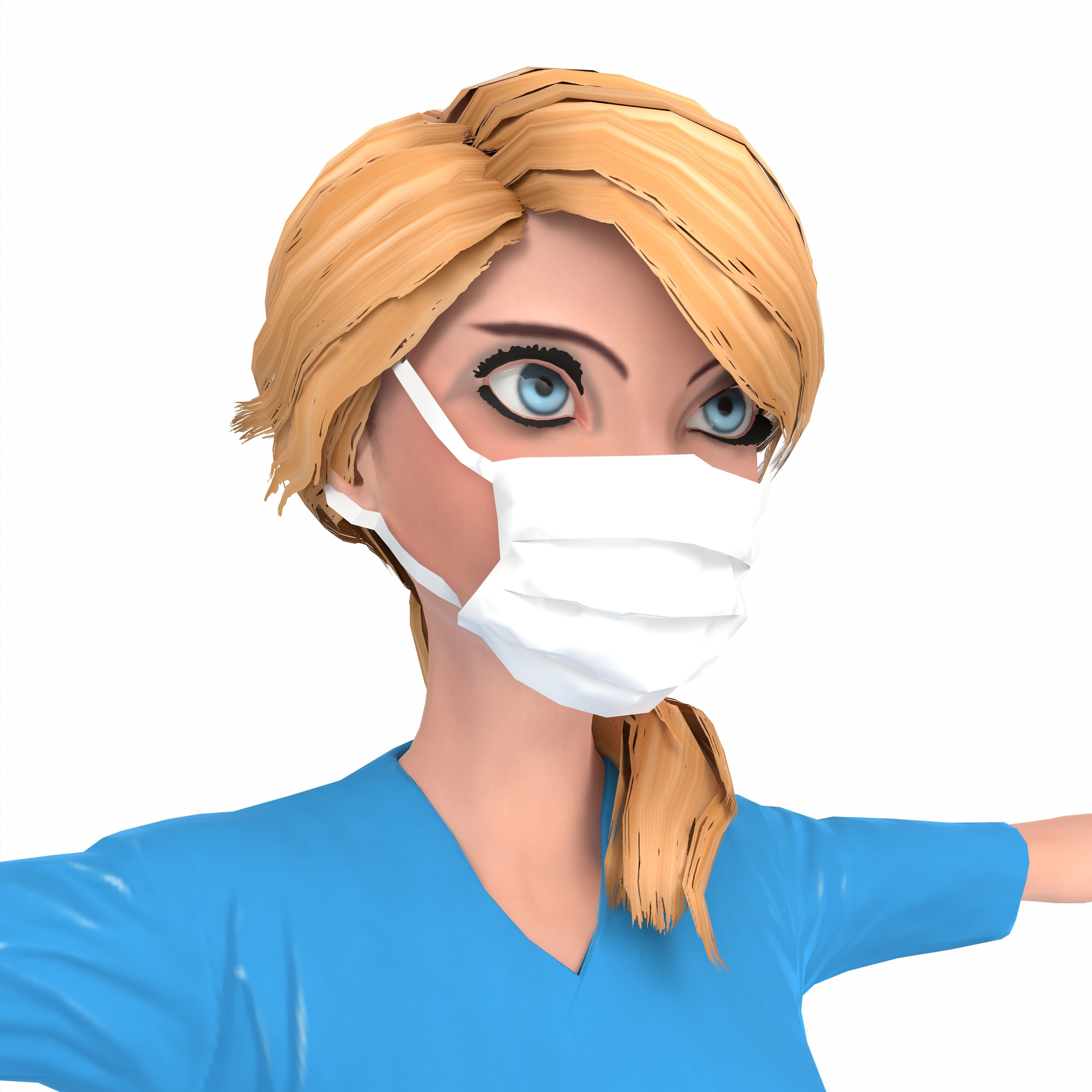 Nurse Girl Low-poly 3D model_1