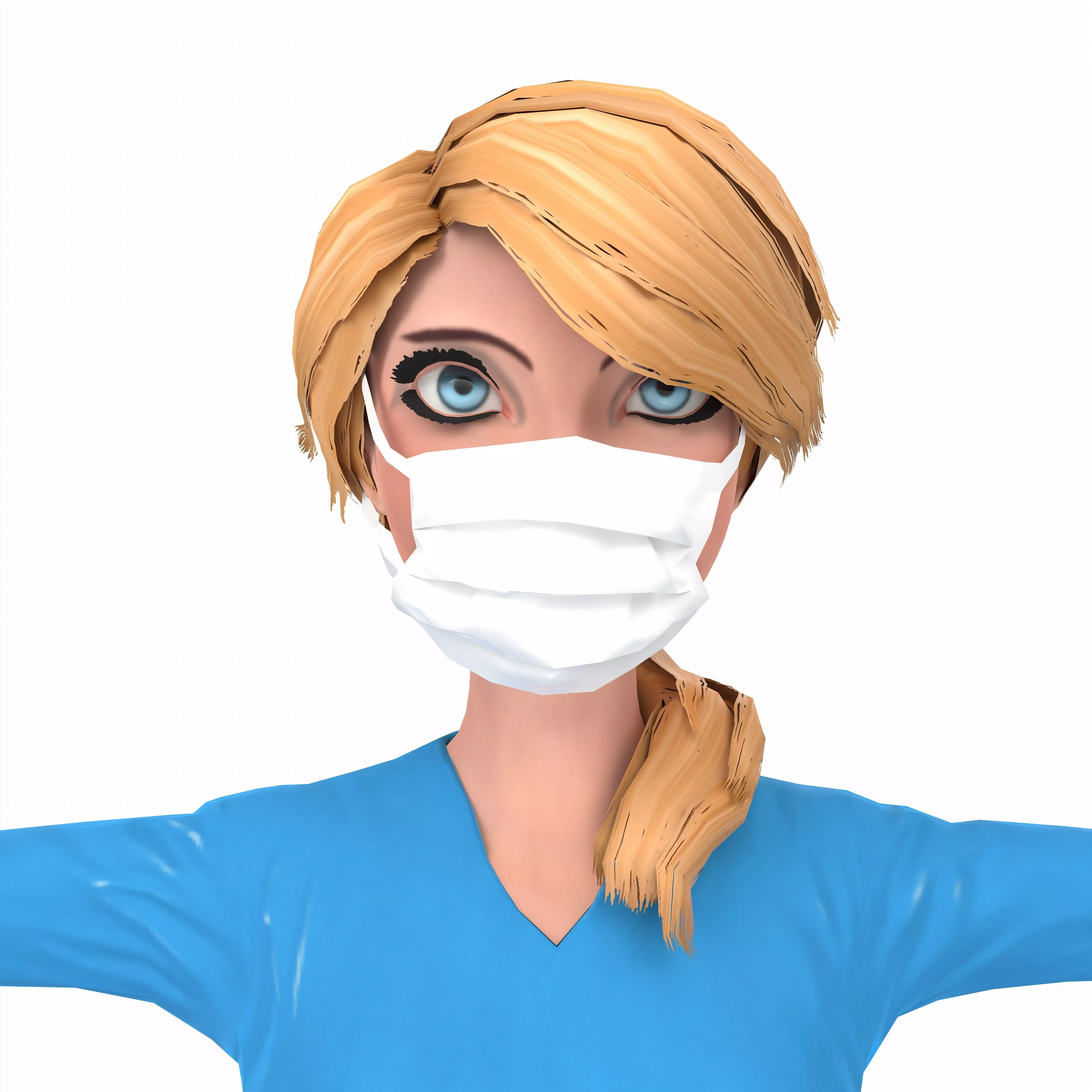 Nurse Girl Low-poly 3D model_0