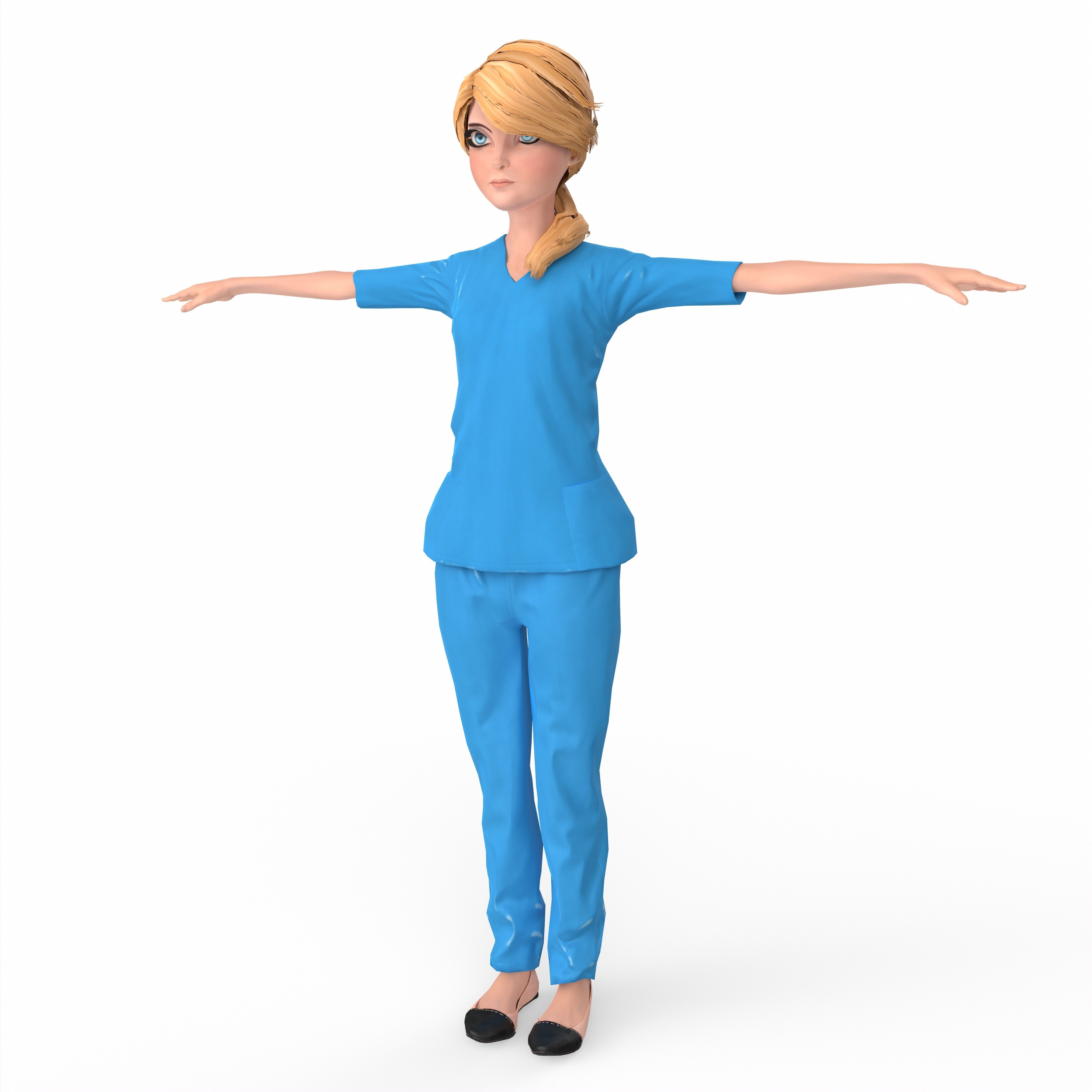 Nurse Girl Low-poly 3D model_11