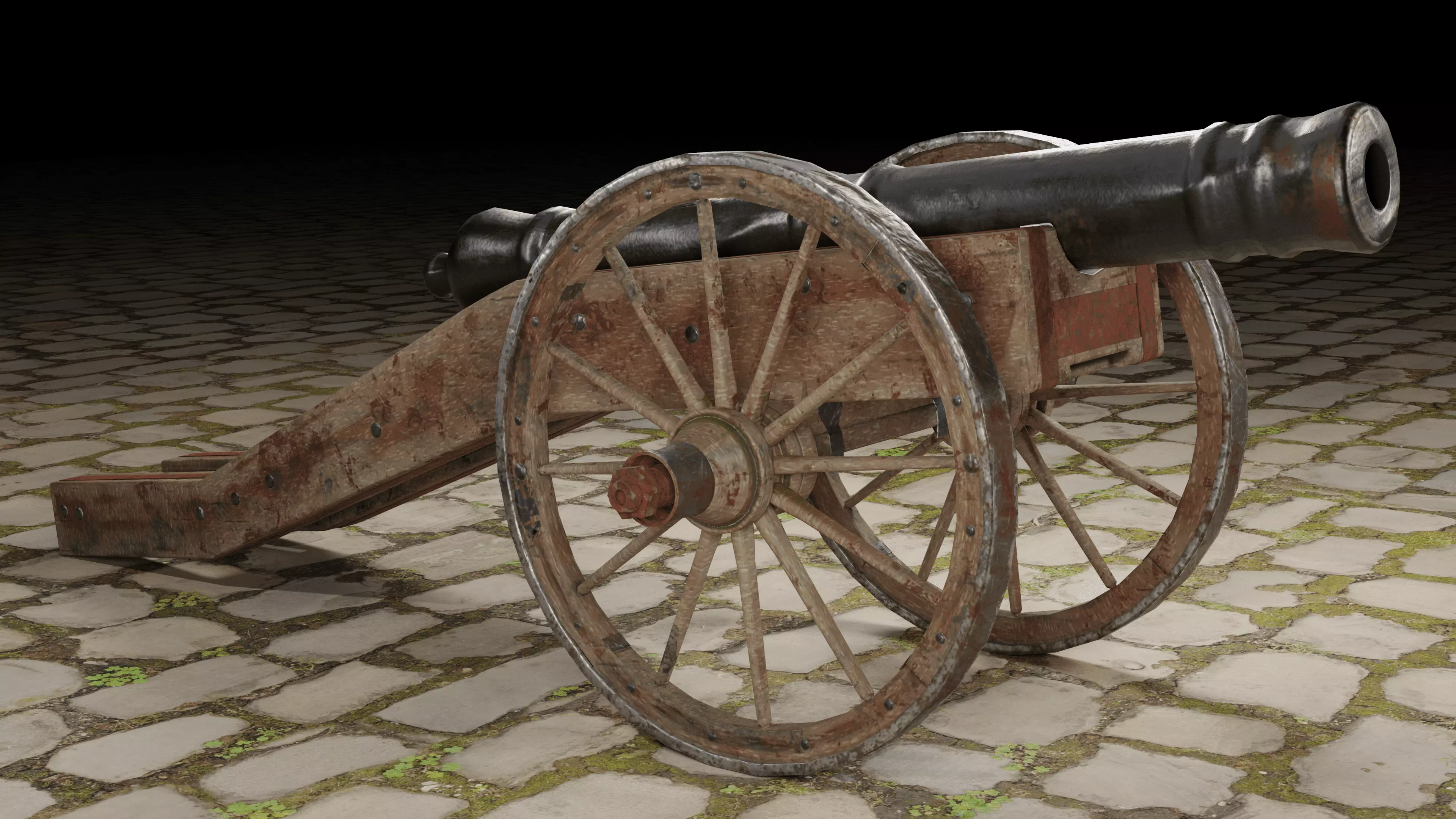Old cannon Low-poly 3D model_0