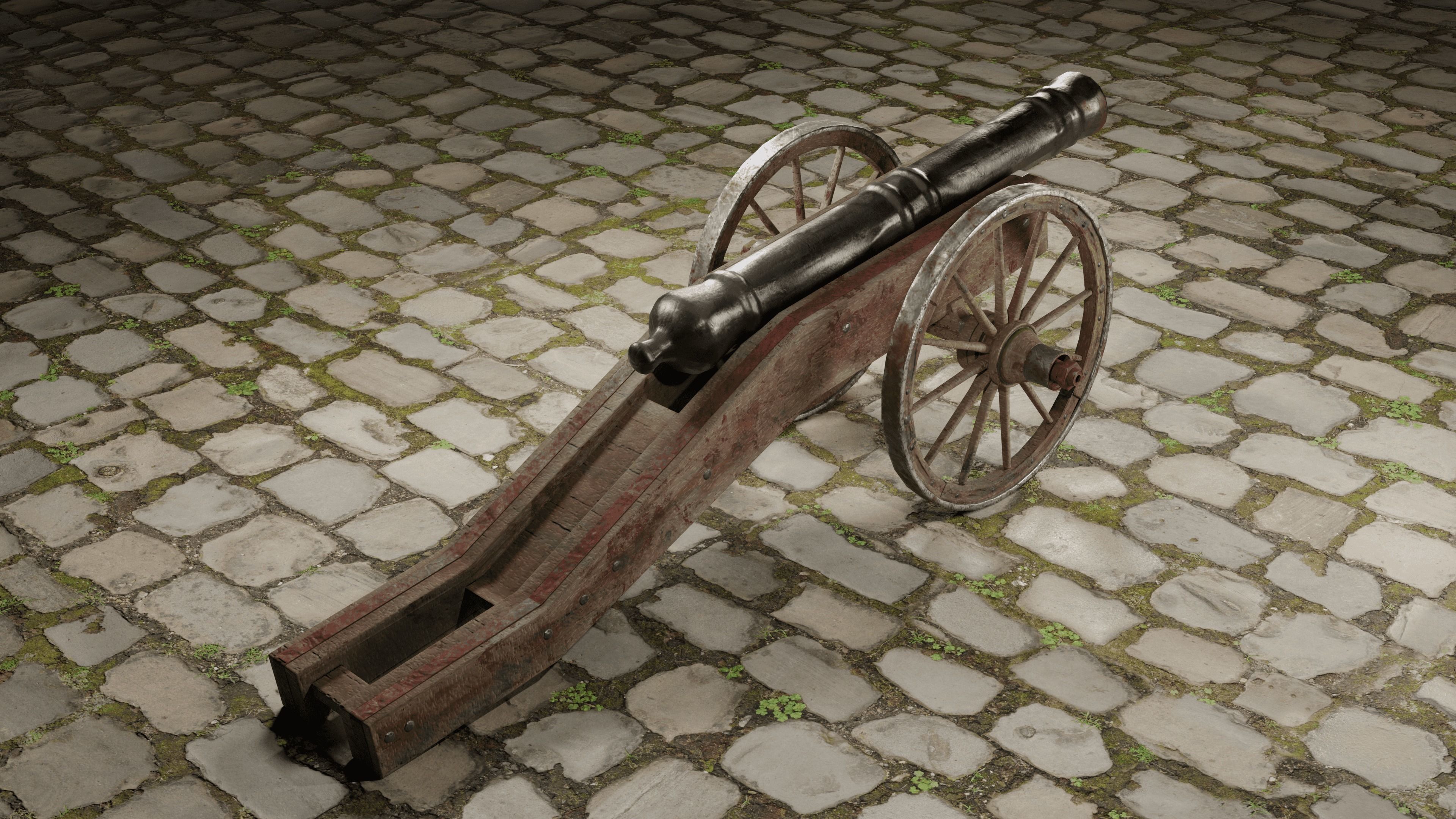 Old cannon Low-poly 3D model_2