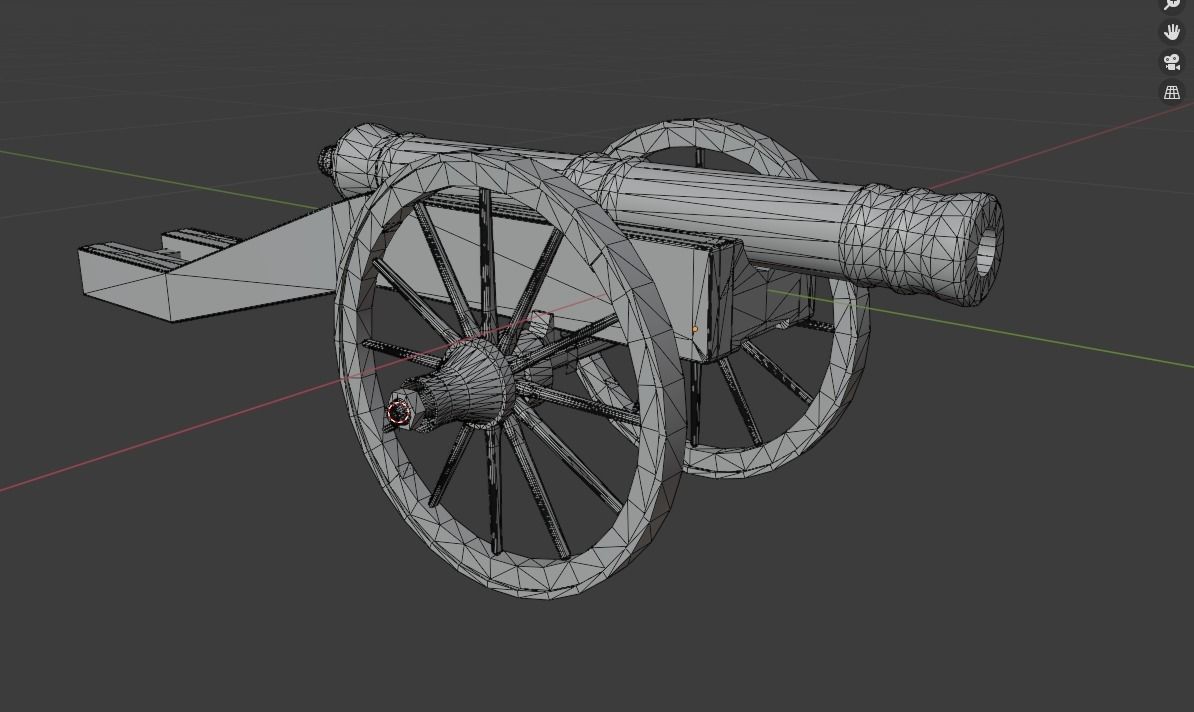 Old cannon Low-poly 3D model_4