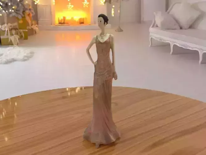 Girl Dress Statue low-poly PBR Ornament figurine VR-AR