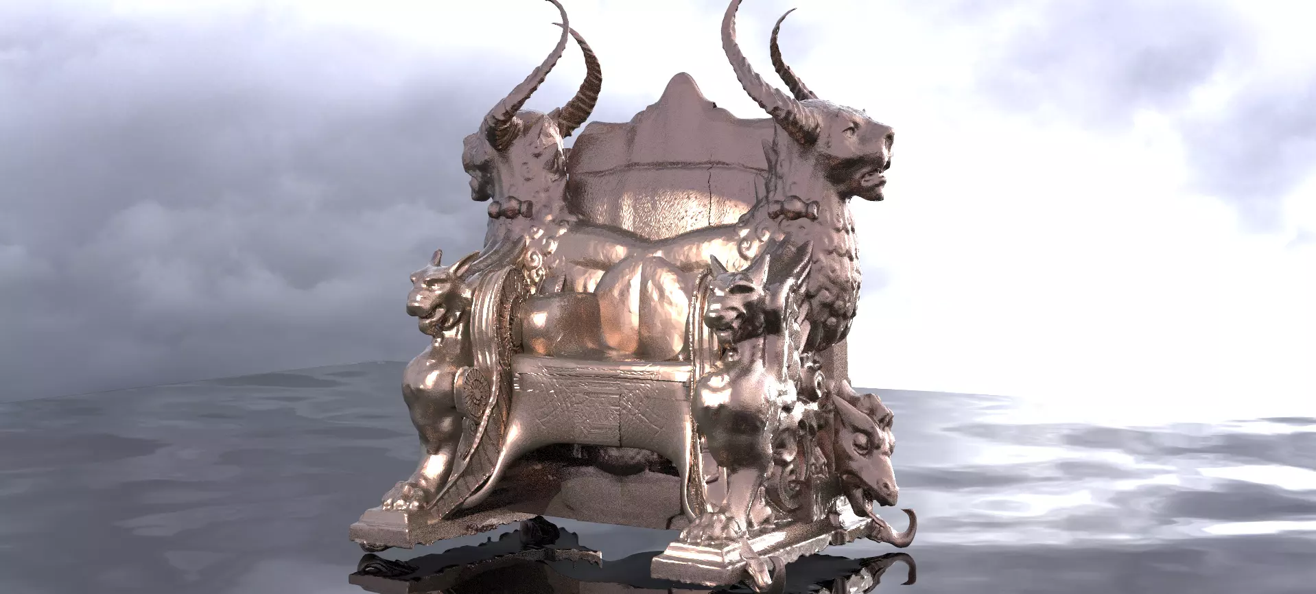 Gilgamesh Ornate Throne wall 3  3D model_0