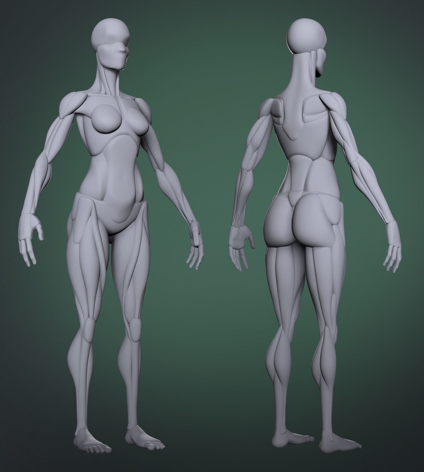 Stylized female base mesh 3D model_1