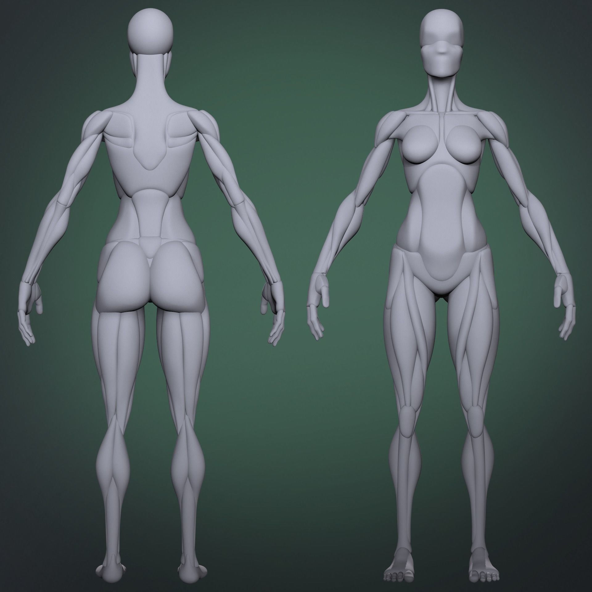 Stylized female base mesh 3D model_2