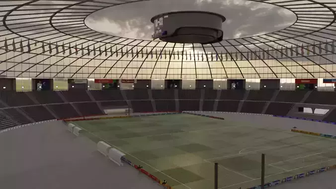 cylindrical roofed stadium Low-poly 3D model