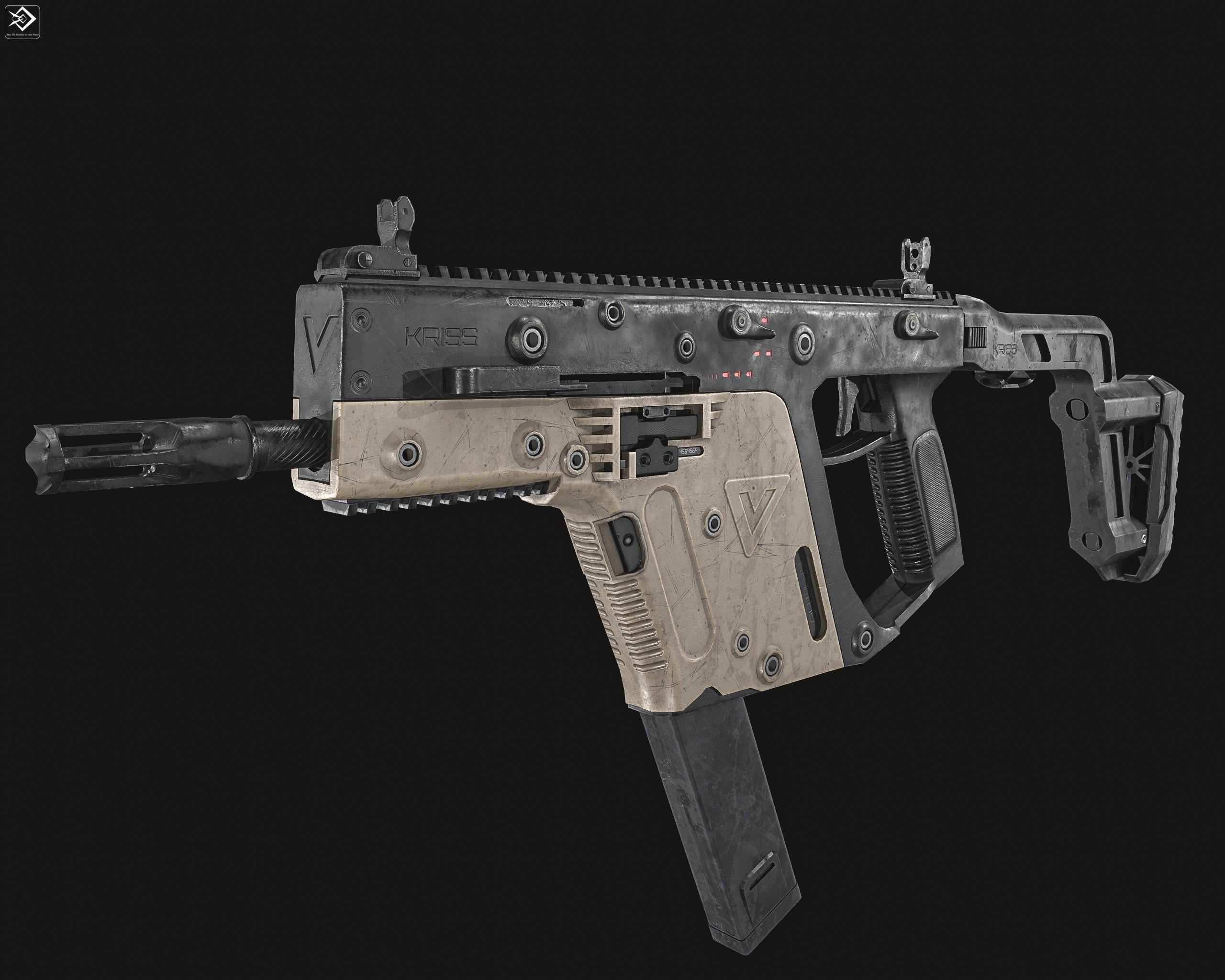 KRISS Vector  SMG Low-poly 3D model_1