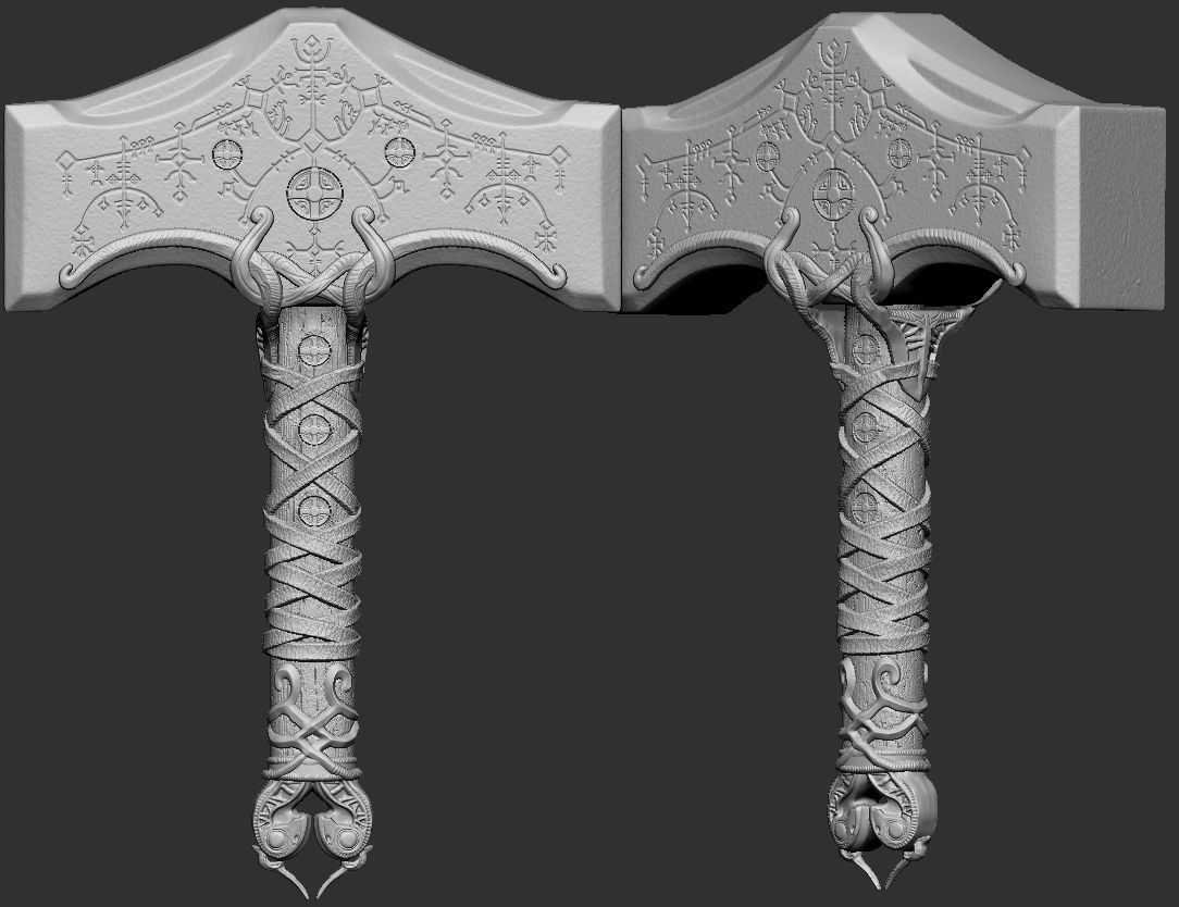 Mjolnir - Thor God of War Ragnarok 3D print model_3
