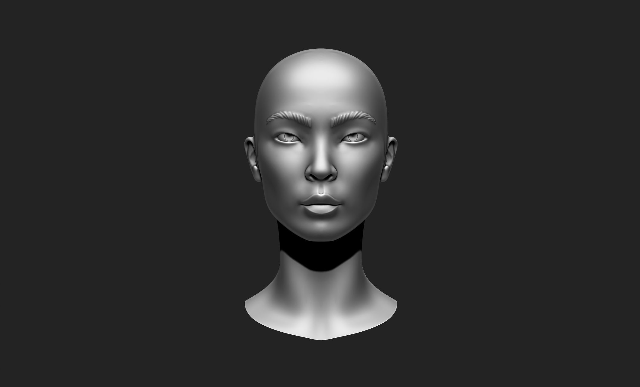 Female Head 5 Low-poly 3D model_2