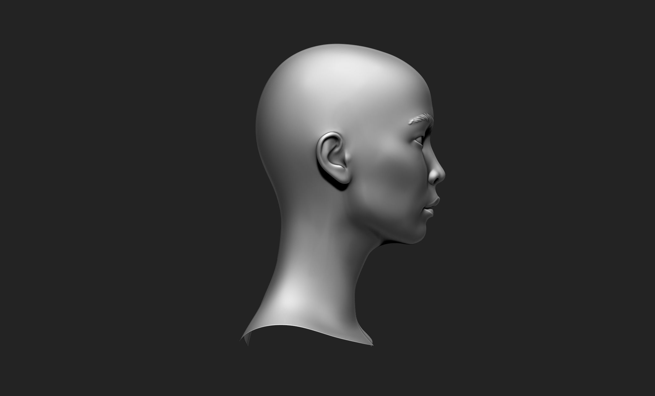 Female Head 5 Low-poly 3D model_6