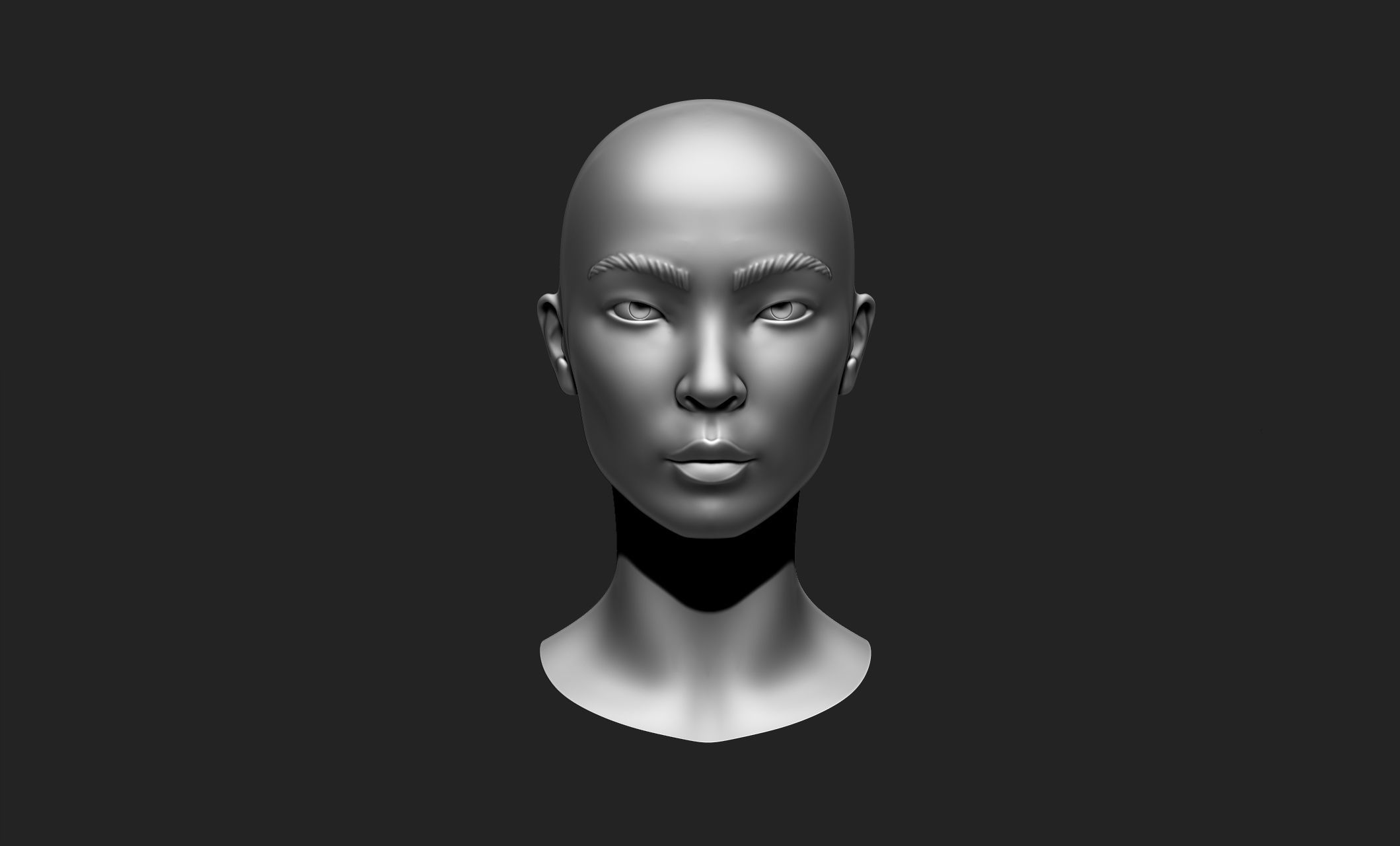 Female Head 5 Low-poly 3D model_7