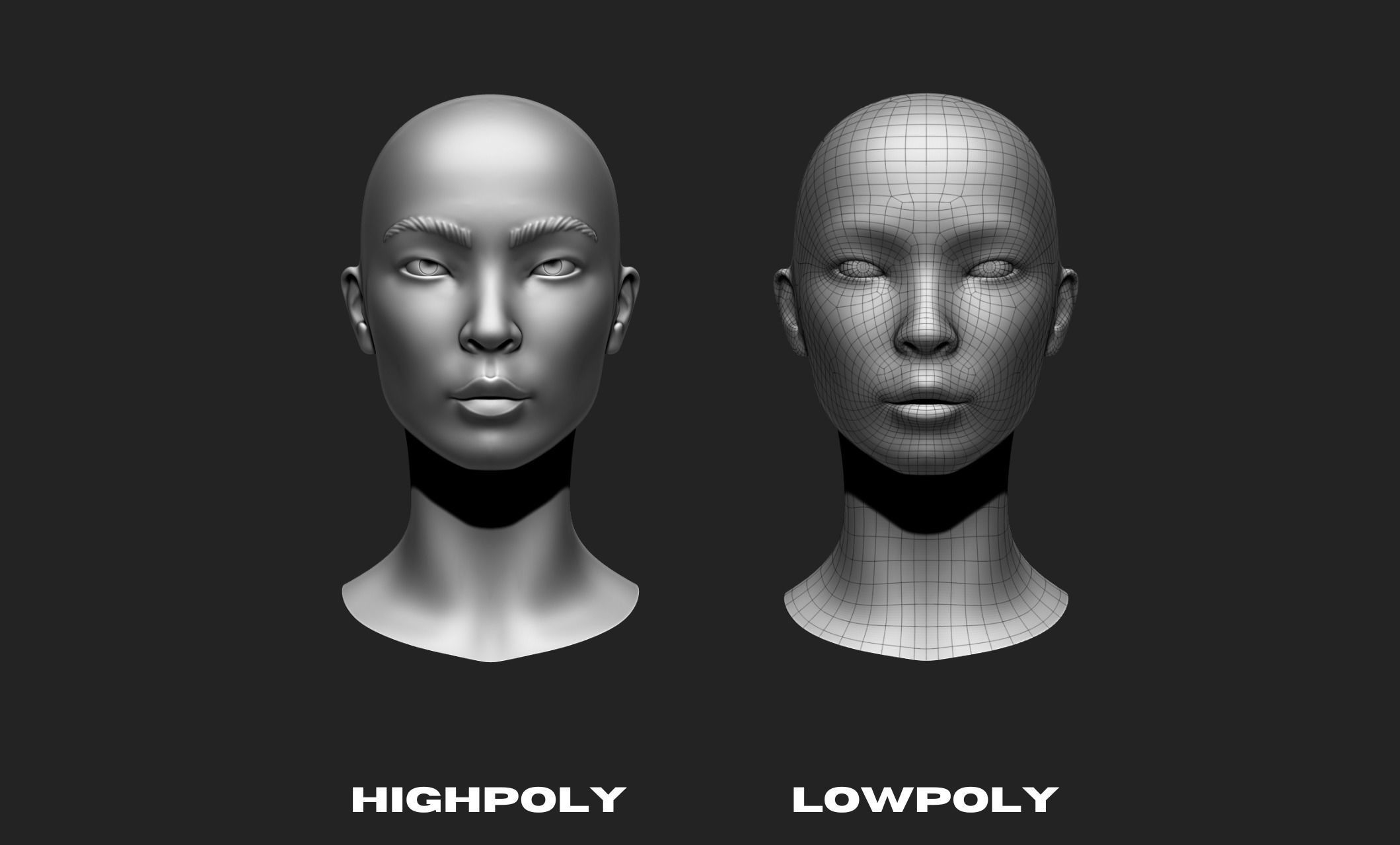 Female Head 5 Low-poly 3D model_1