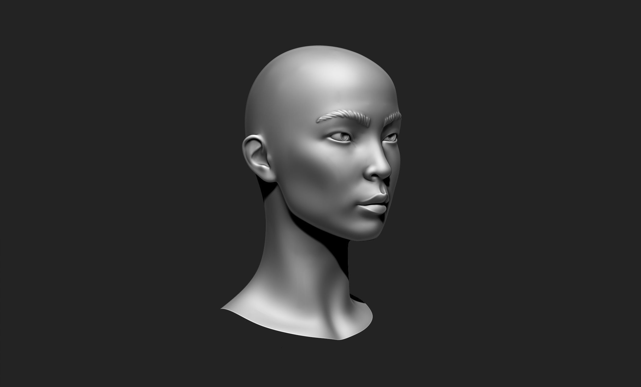 Female Head 5 Low-poly 3D model_4