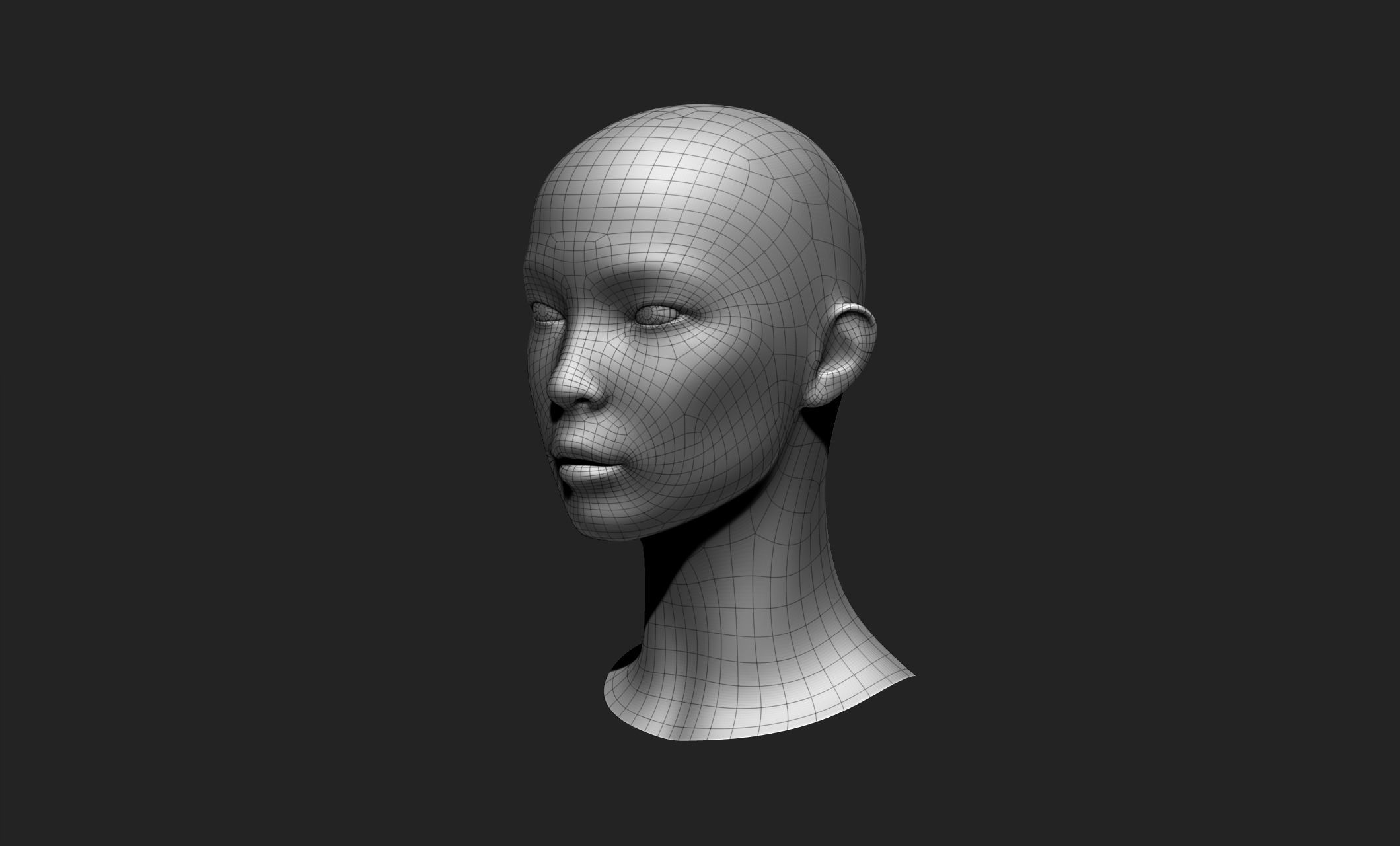 Female Head 5 Low-poly 3D model_10