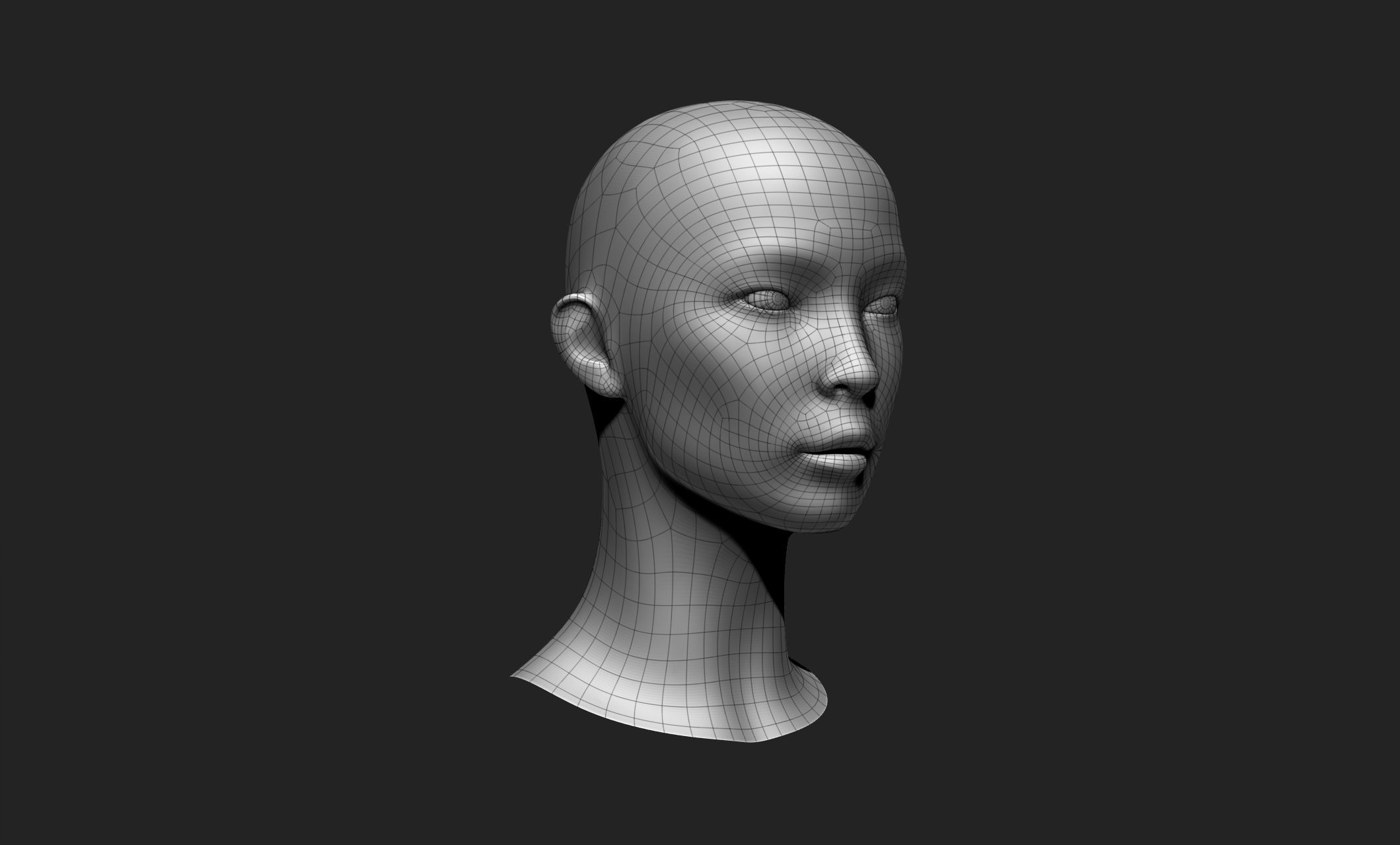 Female Head 5 Low-poly 3D model_11
