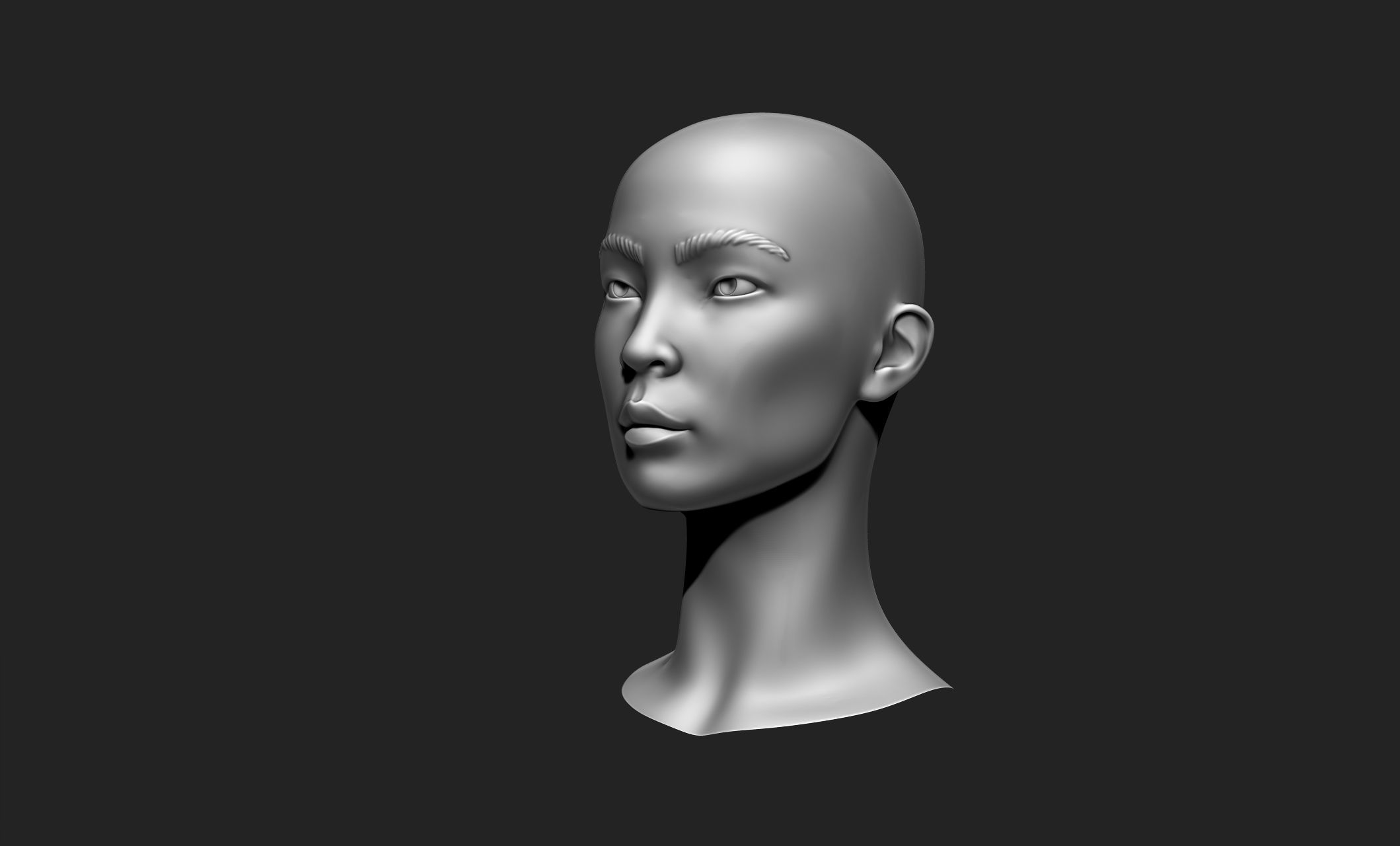 Female Head 5 Low-poly 3D model_5
