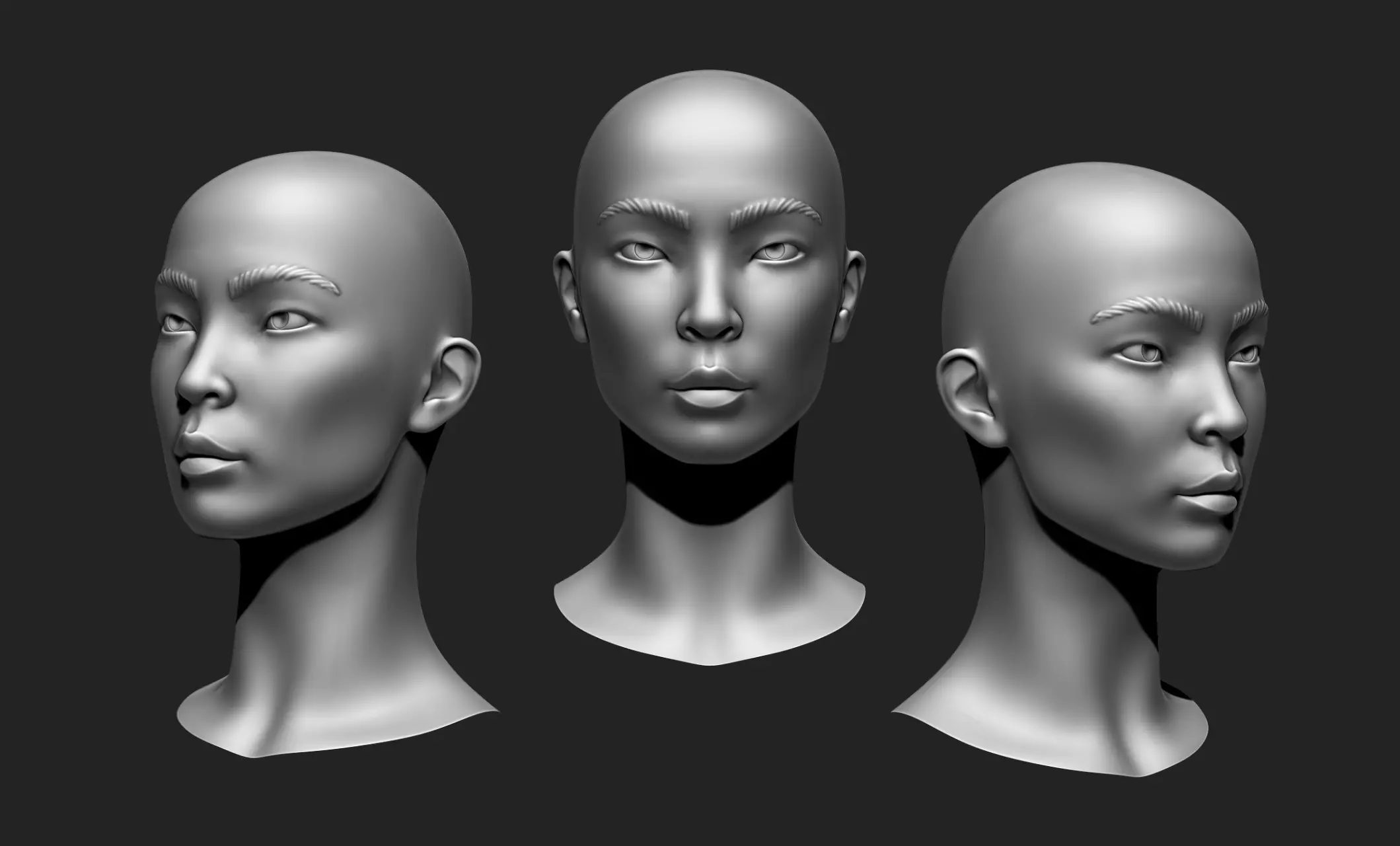 Female Head 5 Low-poly 3D model_0