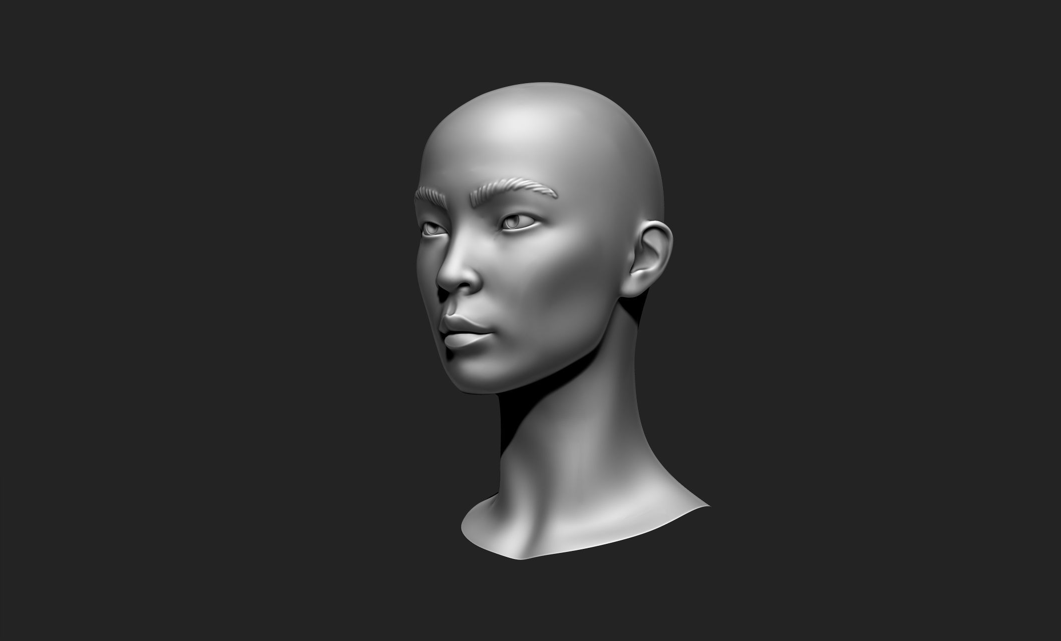 Female Head 5 Low-poly 3D model_3