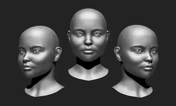 Female Head 6 Low-poly 3D model
