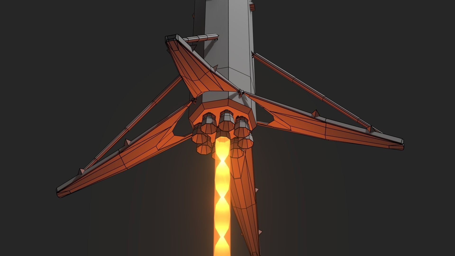 Falcon 9 - Low Poly rocket Low-poly 3D model_4
