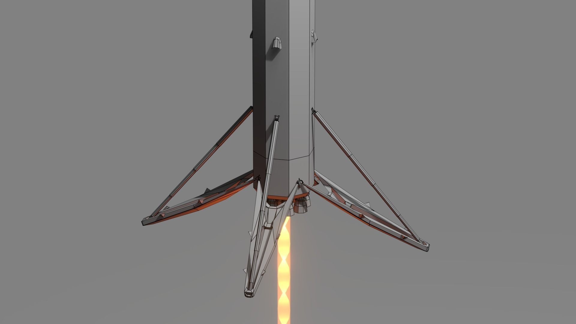 Falcon 9 - Low Poly rocket Low-poly 3D model_2