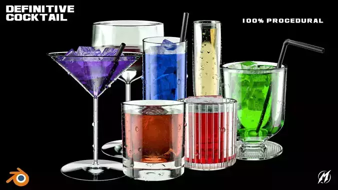 drink set definitive cocktail 3D model