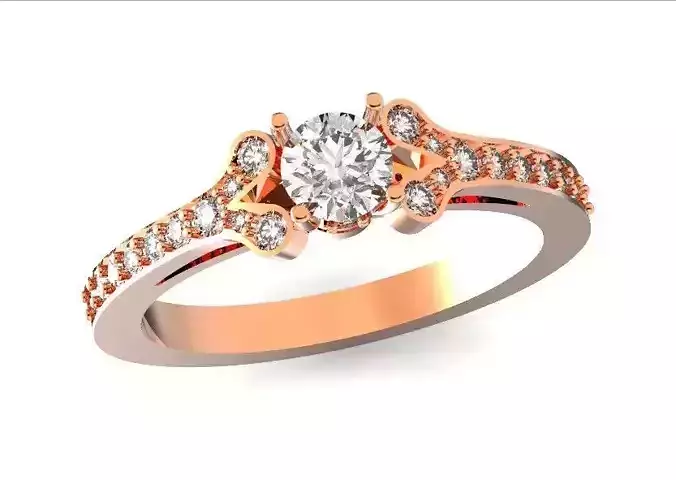 engagement ring with a round diamond 500 3D print model