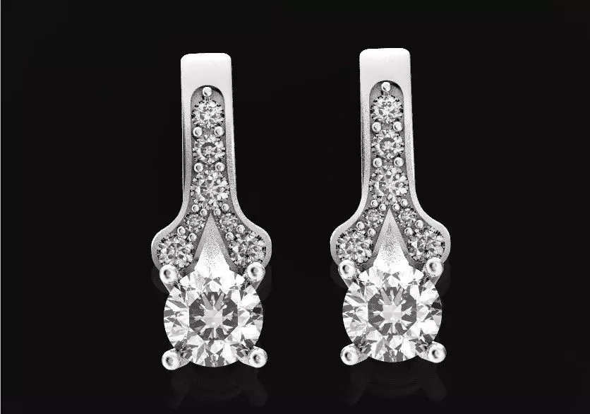 Elegant earrings pave round diamond 500 3D print model