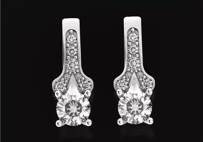 Elegant earrings pave round diamond 500