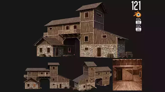 Old Wooden House Building 4K Textures GameReady 121
