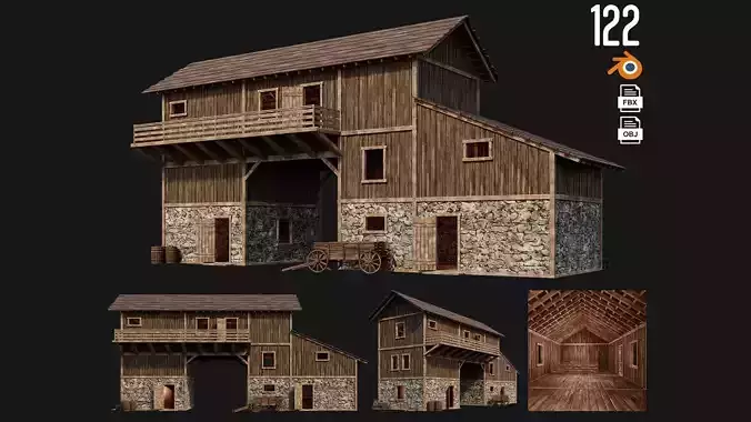 Old Wooden House Building 4K Textures GameReady 122