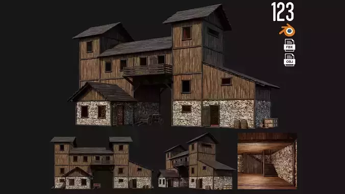 Old Wooden House Building 4K Textures GameReady 123