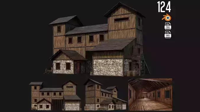 Old Wooden House Building 4K Textures GameReady 124