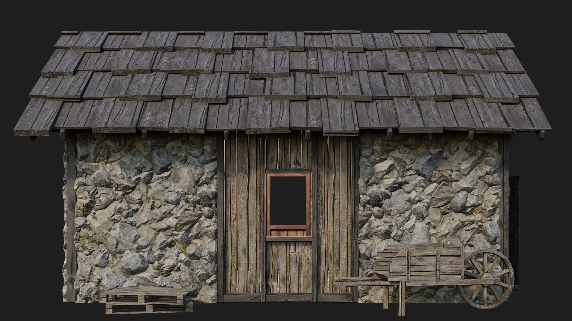 Old Medieval Building 4K Textures GameReady 125 Low-poly 3D model_3