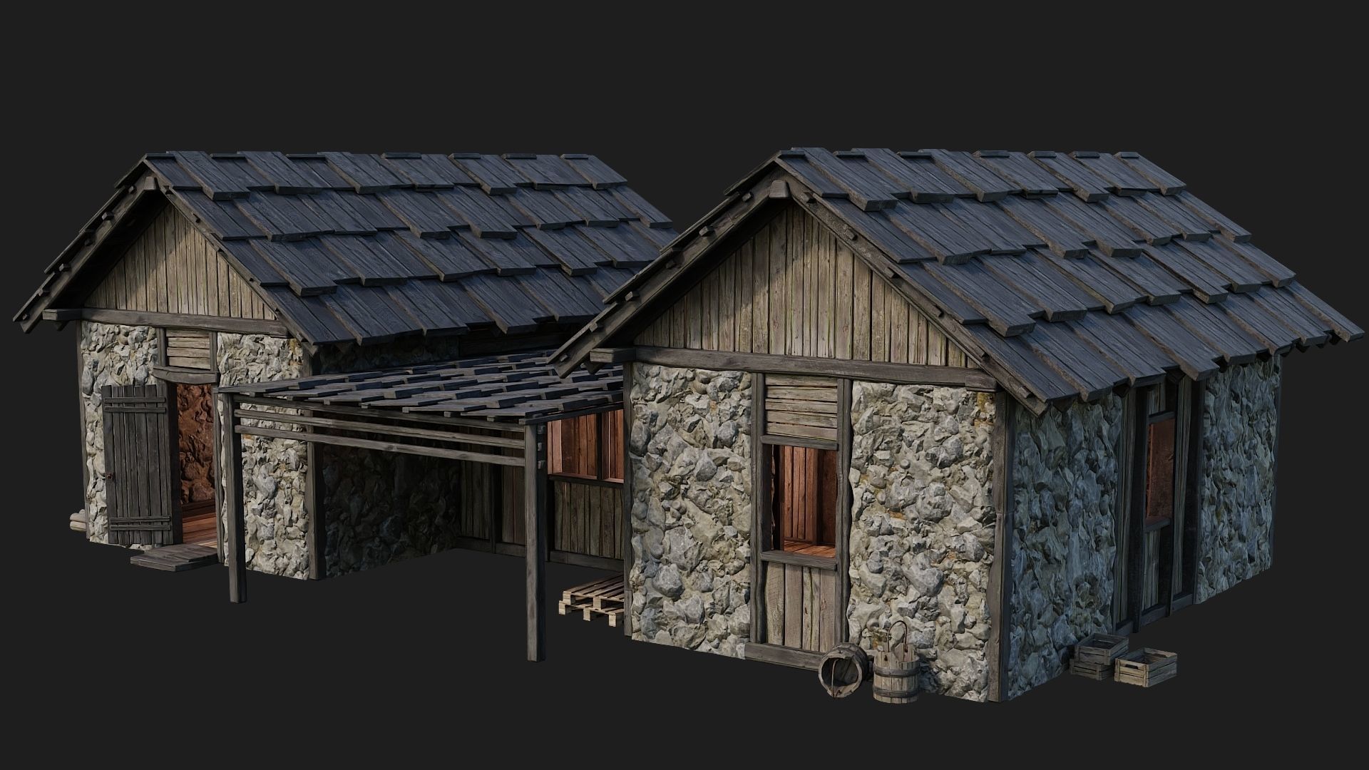 Old Medieval Building 4K Textures GameReady 126 Low-poly 3D model_11