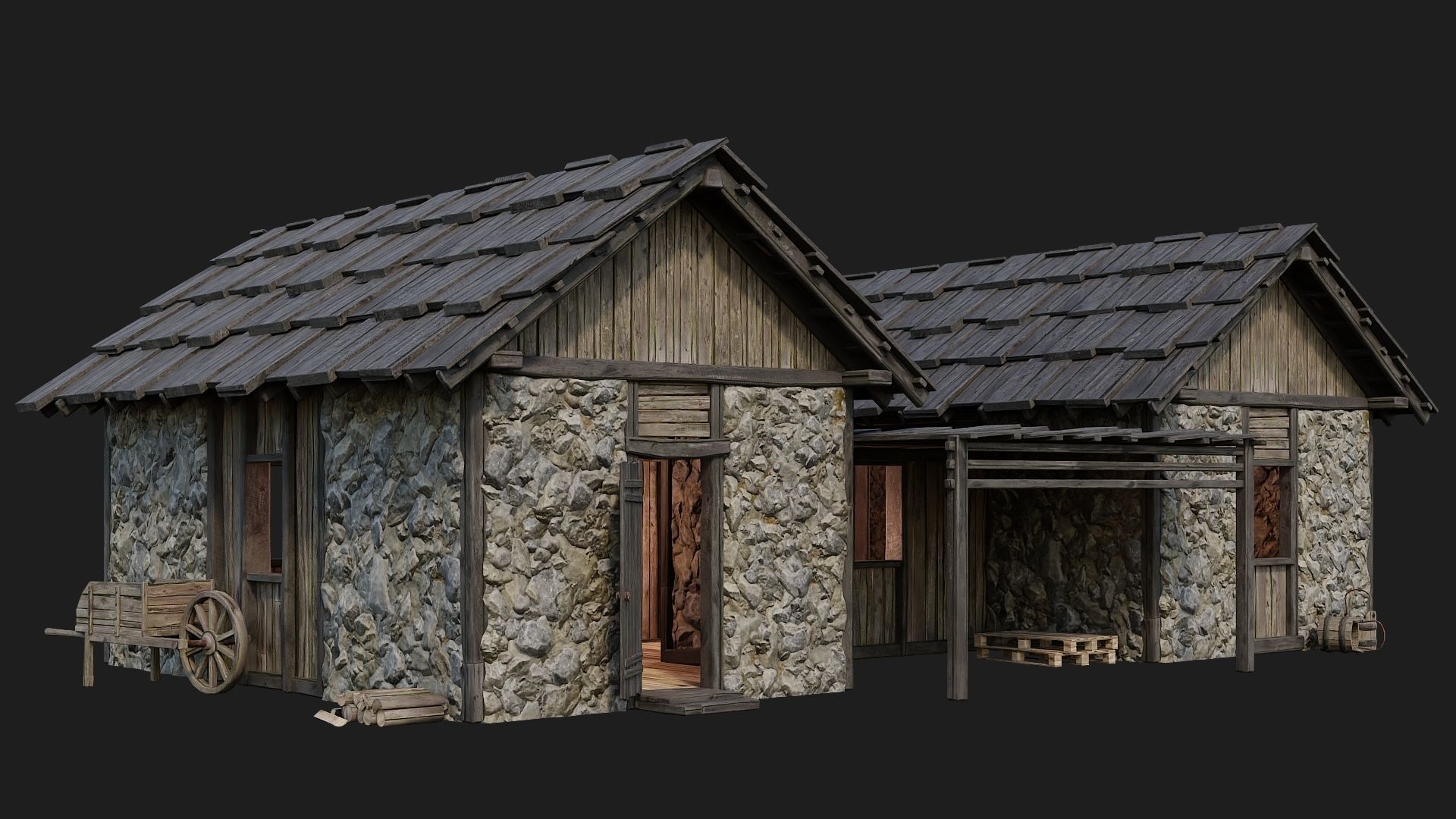 Old Medieval Building 4K Textures GameReady 126 Low-poly 3D model_1