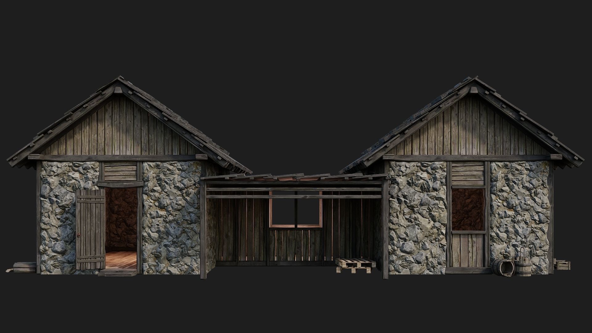 Old Medieval Building 4K Textures GameReady 126 Low-poly 3D model_2
