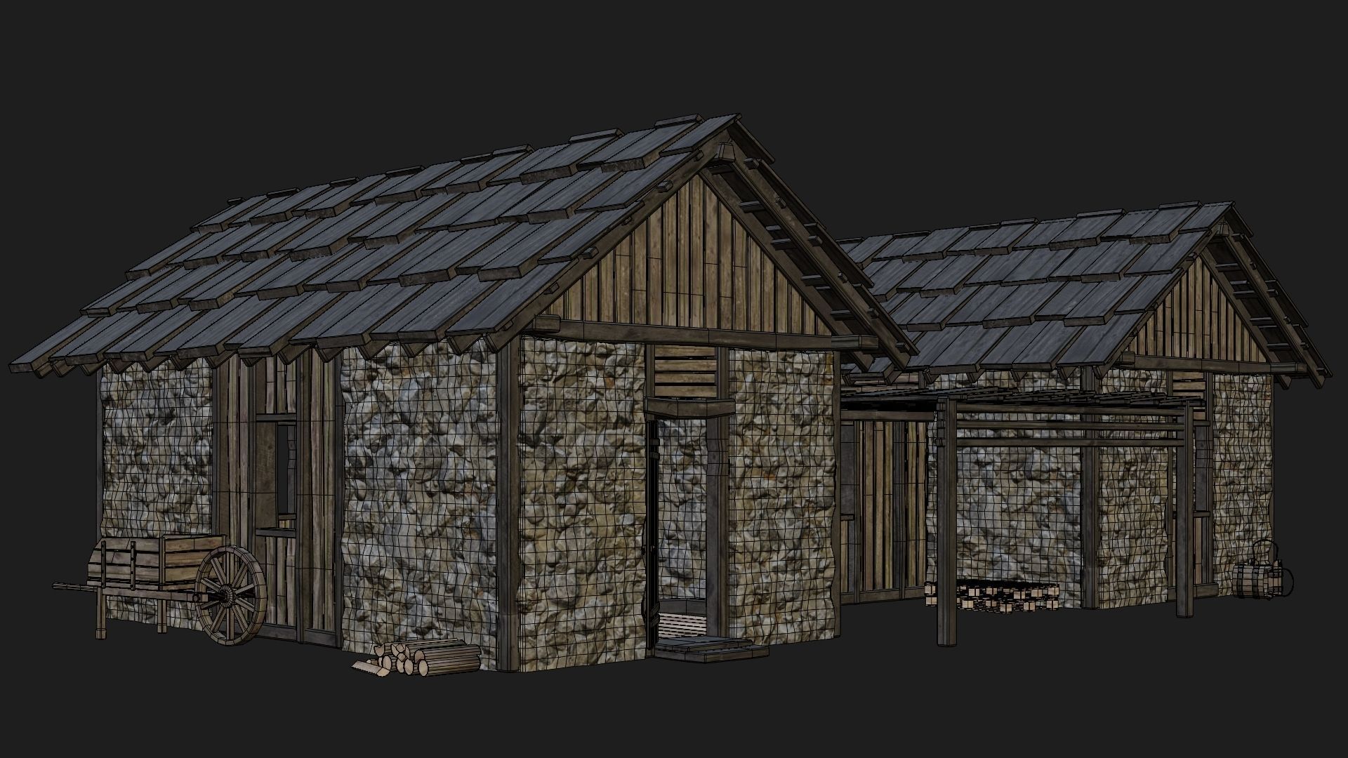 Old Medieval Building 4K Textures GameReady 126 Low-poly 3D model_5