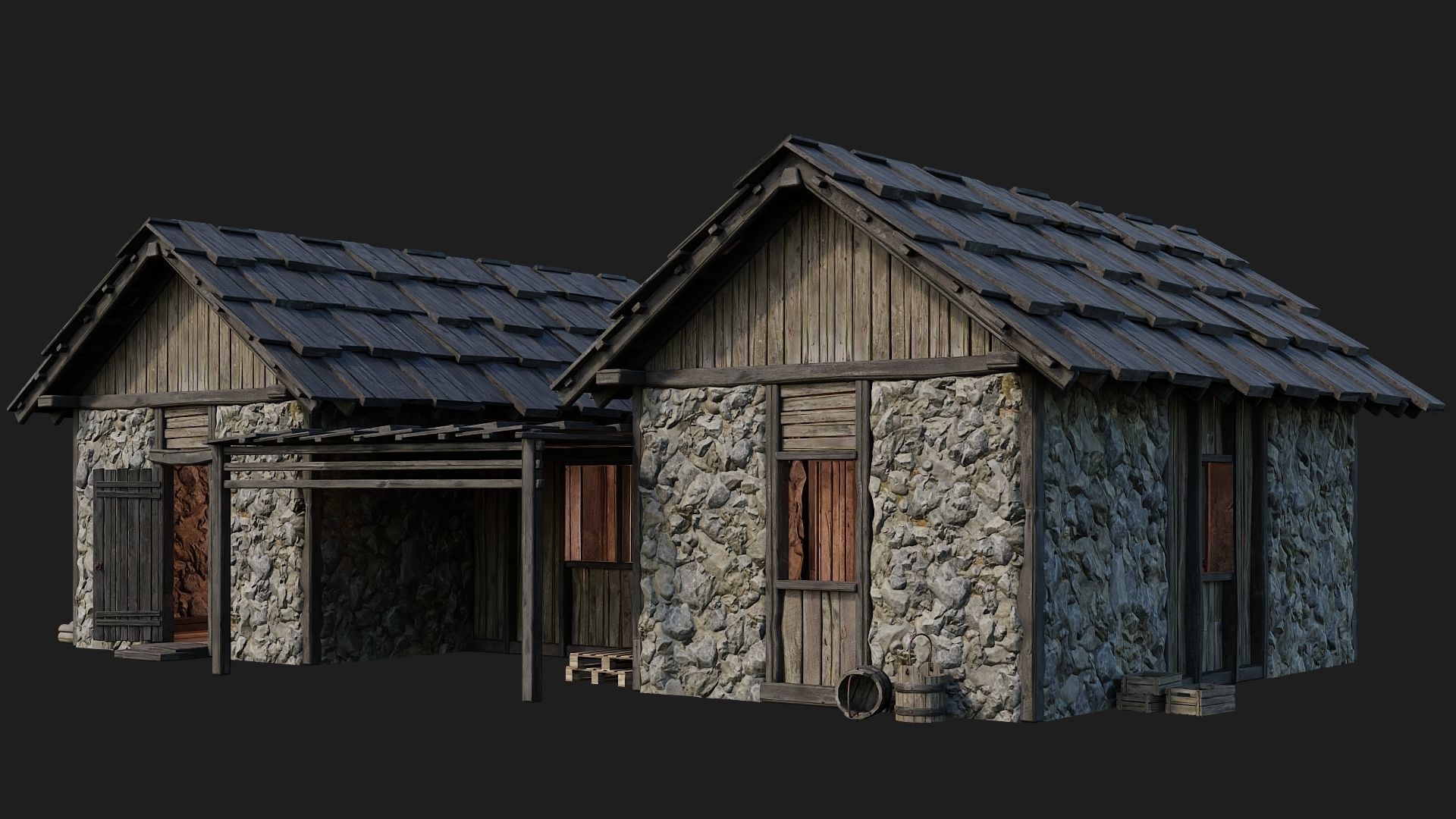 Old Medieval Building 4K Textures GameReady 126 Low-poly 3D model_6