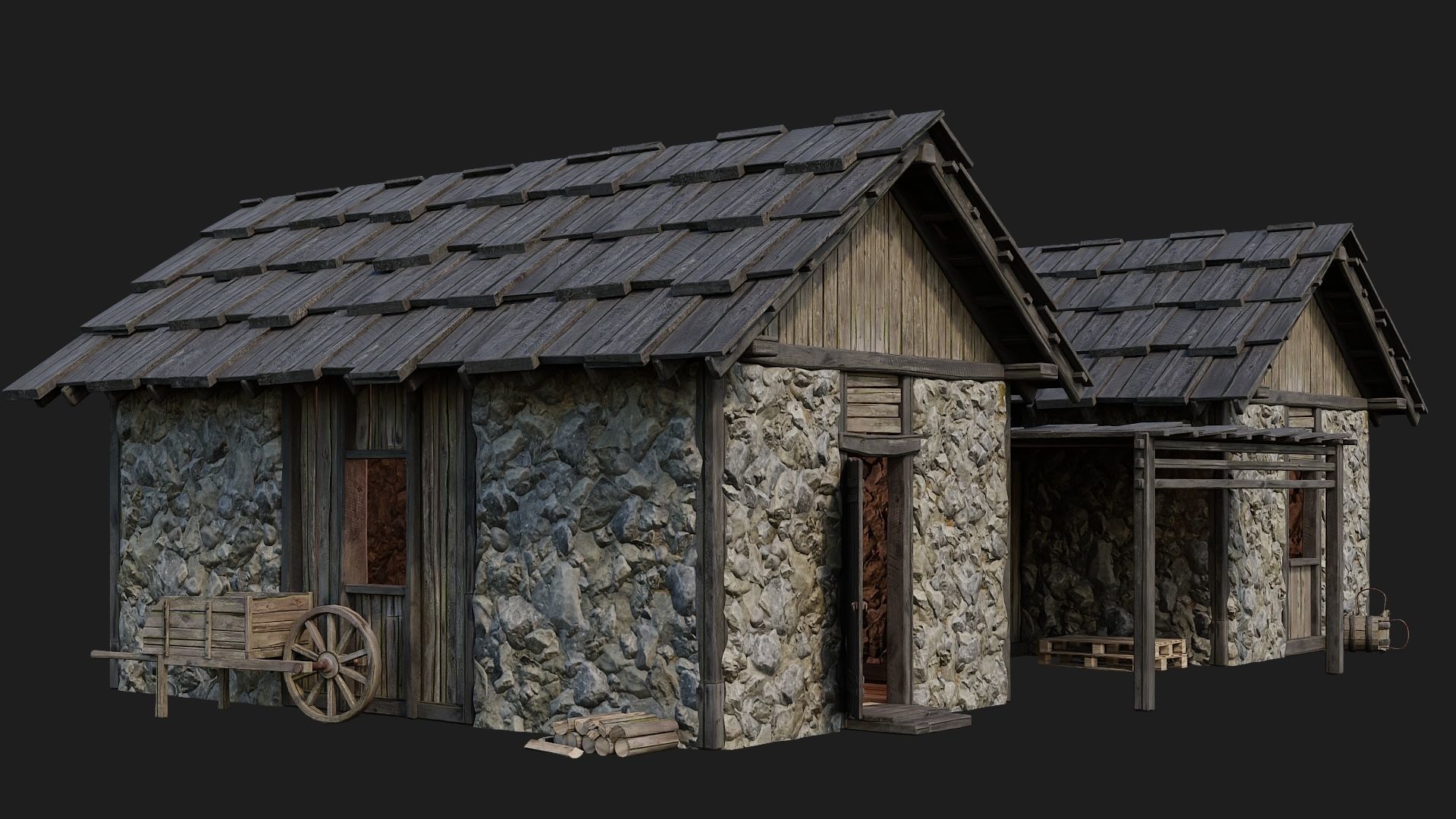 Old Medieval Building 4K Textures GameReady 126 Low-poly 3D model_9