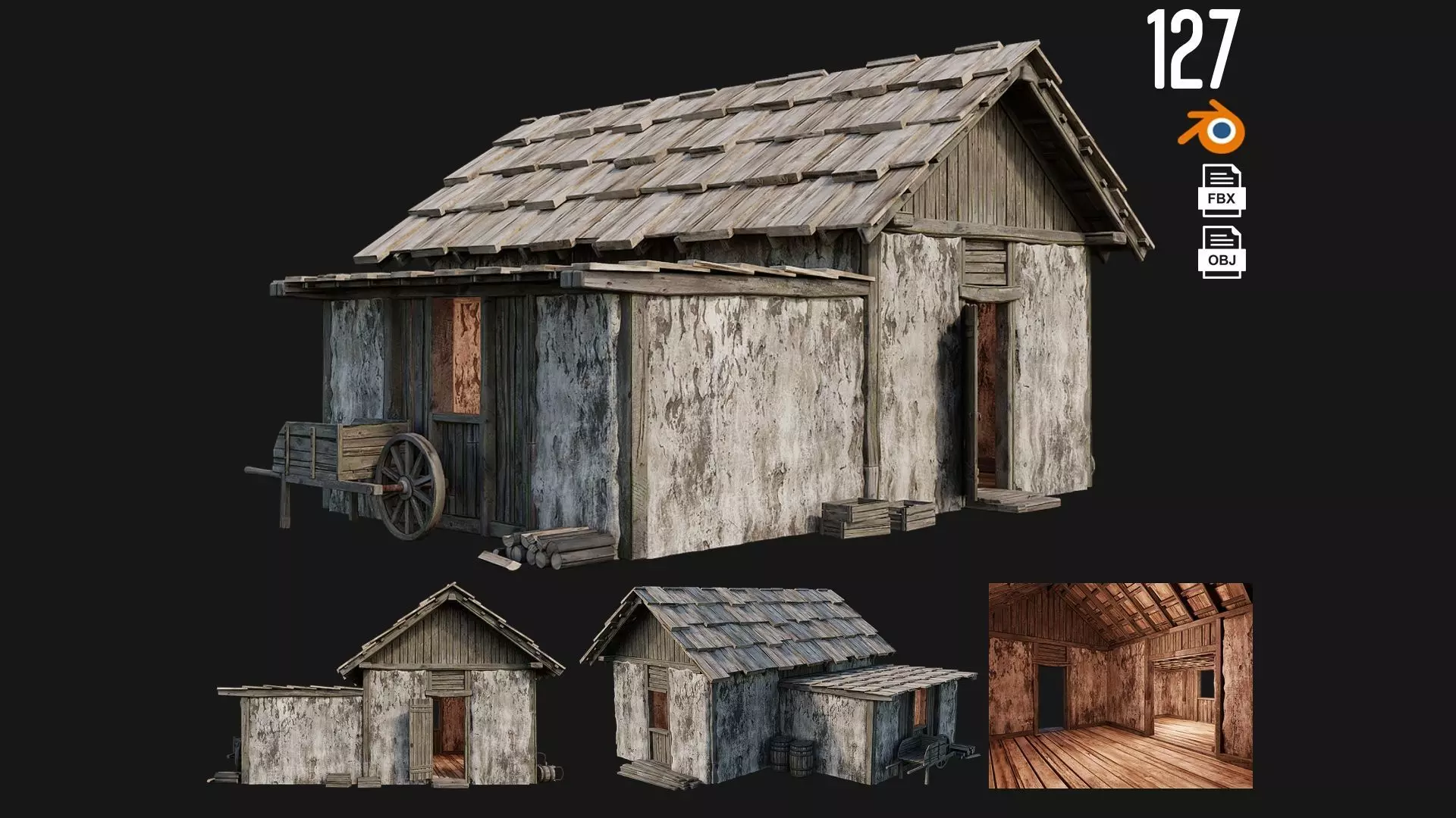 Old Medieval Building 4K Textures GameReady 127 Low-poly 3D model_0