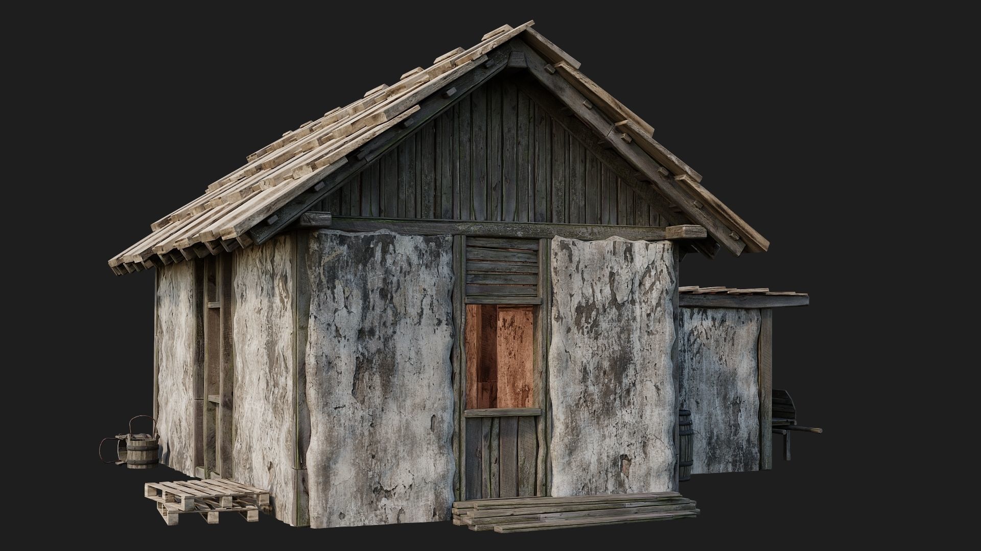 Old Medieval Building 4K Textures GameReady 127 Low-poly 3D model_7